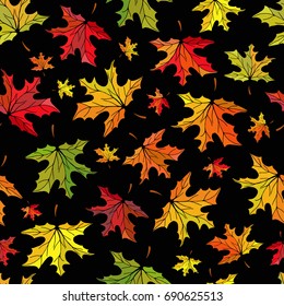 Maple leaves. Autumn background.Endless seampless pattern. Autumn leaves. Pattern of autumn leaves