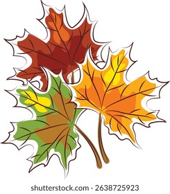 maple leaves autumn element marker doodle style