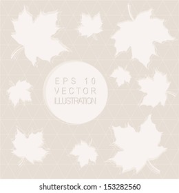 Maple leaves background in pastel beige color. Vector illustration.