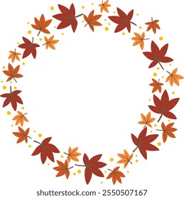 Maple leaves with bubble wreath frame for Thanksgiving festival and Autumn seasonal.