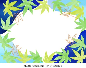 Maple leaves frame illustration blue
