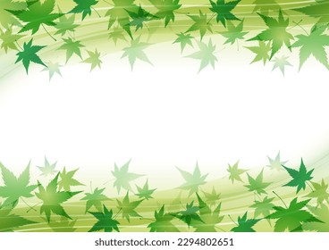 Maple leaves and green gradient background, vector illustration.