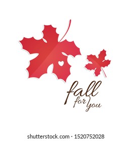 Maple leaves with heart in paper cut style