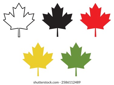 maple leaves icon collection isolated on transparent background. vector illustration eps file