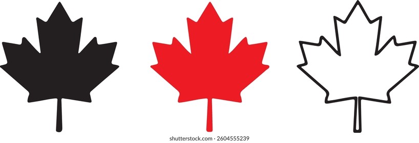 maple leaves icon collection isolated on transparent background. vector illustration
