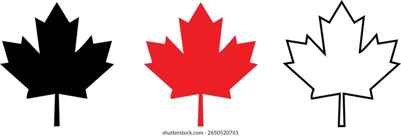 maple leaves icon collection isolated on transparent background. vector illustration
