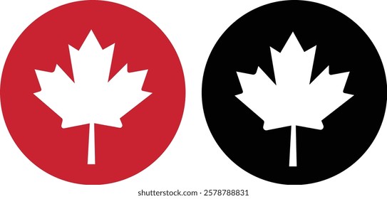 maple leaves icon collection. Maple leaf icon set. red and black maple leaf canada icon.  vector illustration
