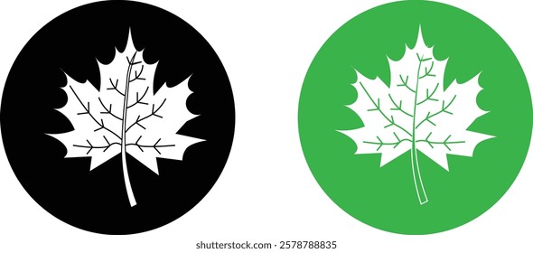 maple leaves icon collection. Maple leaf icon set. red and black maple leaf canada icon.  vector illustration
