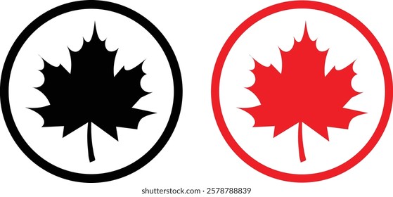 maple leaves icon collection. Maple leaf icon set. red and black maple leaf canada icon.  vector illustration
