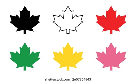 Maple leaves icon set collection isolated on transparent background. Vector illustration	