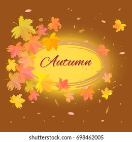 Maple leaves on autumn background. Place for text autumn. Vector illustration.