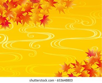Maple leaves on the background of water waves