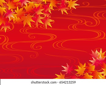 Maple leaves on the background of water waves