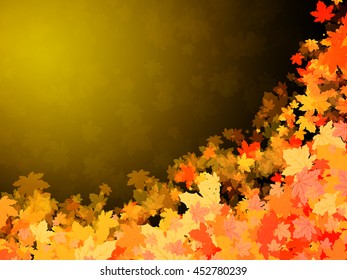 Maple leaves on a dark yellow background