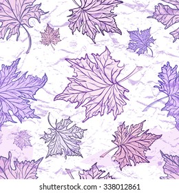 Maple leaves grunge background  Vector seamless pattern 