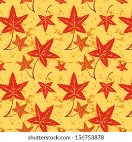 Maple leaves on a grungy texture background. EPS 10  (pattern tile is located in the swatch palette)