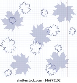 Maple leaves on a sheet of exercise book. Seamless pattern can be used for wallpaper, pattern fills, web page background, surface textures.