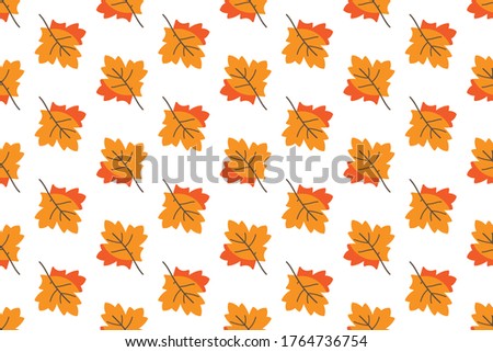 Maple leaves on a white background, geometric seamless pattern. Autumn background.