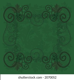Maple leaves and pearls together in swirling groups of design elements. The file contains no gradients. The illustration is layered and easy to edit.