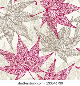 Maple leaves seamless background, autumn leaf pattern