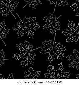 Maple leaves seamless background  black