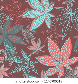 Maple leaves seamless pattern. Autumn leaf repeat pattern