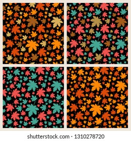 Maple Leaves a seamless pattern. Autumn vector background. 

