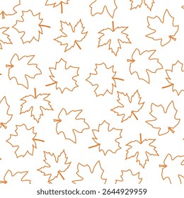Ácer deixa padrão sem costura. Padrão de outono sem emenda do bordo de outono. para o empacotamento, cartaz, cartão, capa. Contorno repetir para scrapbooking, têxtil, papel artesanal.