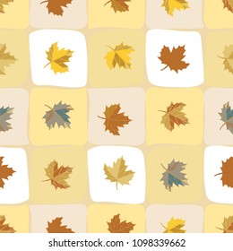 Maple leaves seamless pattern background. Autumn plants vector illustration. Seasonal textiles.