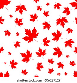 Maple leaves seamless pattern, flat design template, vector illustration