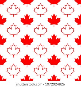 maple leaves seamless pattern. red silhouettes on white background