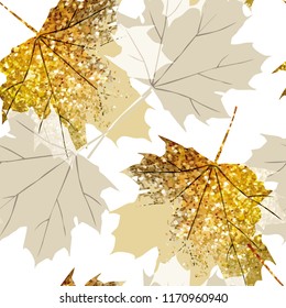 Maple Leaves Seamless Pattern. Vector illustration.
