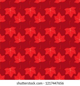 Maple leaves seamless vector bright red art background