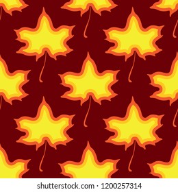 Maple leaves seamless vector red dark art background