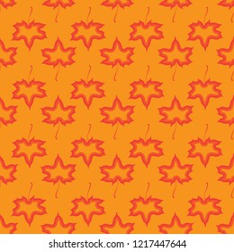 Maple leaves seamless vector red orange art background