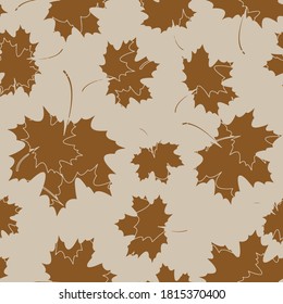 maple leaves shadows seamless vector pattern design 