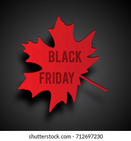 Maple leaves with text Black Friday. Vector illustration.