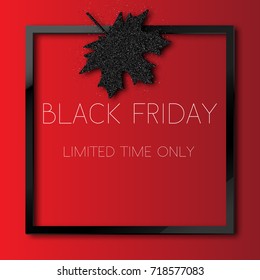 Maple leaves with text Black Friday. Vector illustration.