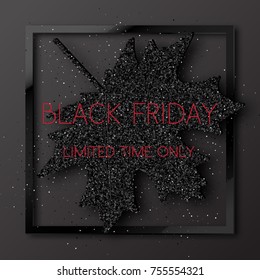 Maple leaves with text Black Friday. Vector illustration.