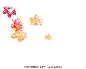 Maple leaves vector background, autumn foliage on white illustration. Maple leafs silhouette autumn wind. Cool tree foliage september background graphics.