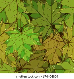 Maple leaves vector seamless pattern. Summer background.