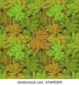 Maple leaves vector seamless pattern. Summer background.