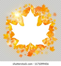 Maple leaves white frame with copy space. EPS 10