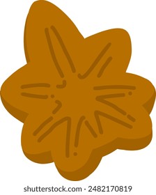 Maple manju (steamed bean jam bun) colored flat illustration. Vector icon.