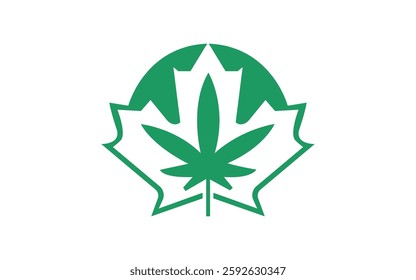 Maple Marijuana Logo Design. Canadian Marijuana Logo. Red Maple Leaf with Marijuana Vector