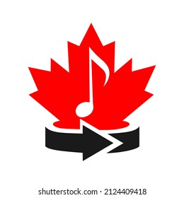 Ahornmusik Mittelklasse Logo-Design. Canadian Music Logo-Vektorvorlage