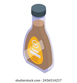 Vector isométrico de icono de vaso de néctar de arce. Producción de jarabe de arce. Líquido azucarado elixir dulce