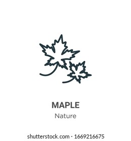 Maple outline vector icon. Thin line black maple icon, flat vector simple element illustration from editable nature concept isolated stroke on white background