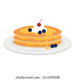 Maple pancake clipart vector design in cute animated cartoon icon illustration for pancake day shrove Tuesday