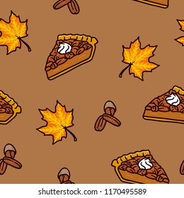 Maple pecan pie seamless pattern